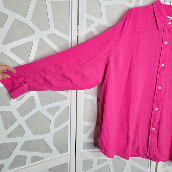 Sonoma Linen Long Sleeve Button Down Blouse Womens Plus SZ 3X Barbie Vacation - Picture 2 of 5